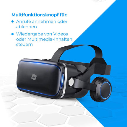 NK 3D VR Glasses - Smartphone, Intelligent, Audio for Smartphone, 11.9 cm (4.7 inches) - 6.53 inches, Viewing Angle 90-100 Degrees, 360º, Lens, Adjustable Pupil (Black)