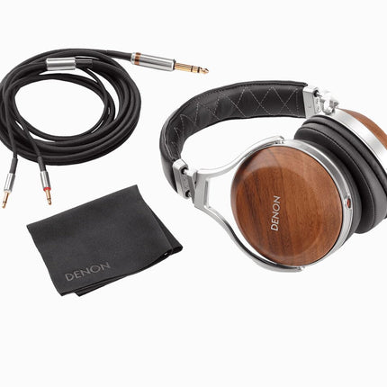 Denon AH-D7200 Premium kõrvaklapid pähklipuust kõrvaklappidega, HiFi kõrvaklapid, kõrglahutusega heli, 50 mm FreeEdge draiverid, eemaldatav 7N vaskkaabel, must