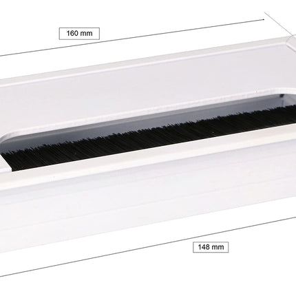 KOTARBAU® alumiiniumist kaablisisend mööblile 160x80 mm Valge kaablikarp kaabliväljund Ruudukujuline anodeeritud