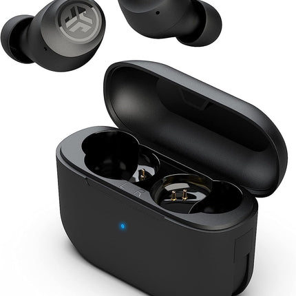 JLab Go Air Pop-kõrvaklapid, juhtmevabad Bluetooth-kõrvaklapid, tõeliselt juhtmevabad kõrvaklapid, üle 32 tunni mänguaega, juhtmevabad kõrvaklapid mikrofoniga, USB laadimisümbris, kahekordne ühendus, EQ3 heli, must