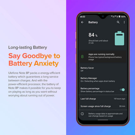 Ulefone Note 8P Android 10 Smartphone without Contract, 5.5'' Waterdrop Screen, 4G LTE Mobile Phone, 2GB+16GB, Dual SIM + SD (3 Card Slots), Face Unlock, 8MP+2MP+5MP, GPS, Red