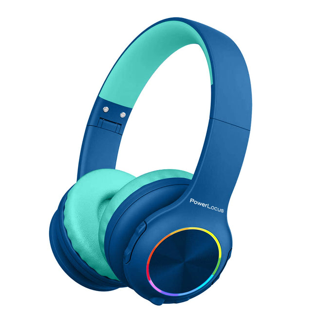 PowerLocus laste Bluetooth-kõrvaklapid, laste juhtmevabad kõrvaklapid LED-tulede ja 94 dB helitugevuse piiranguga, kokkupandavad kõrvaklapid, HD-stereo, Micro SD, sisseehitatud mikrofon kooli/sülearvuti/mobiiltelefoni/teleri jaoks