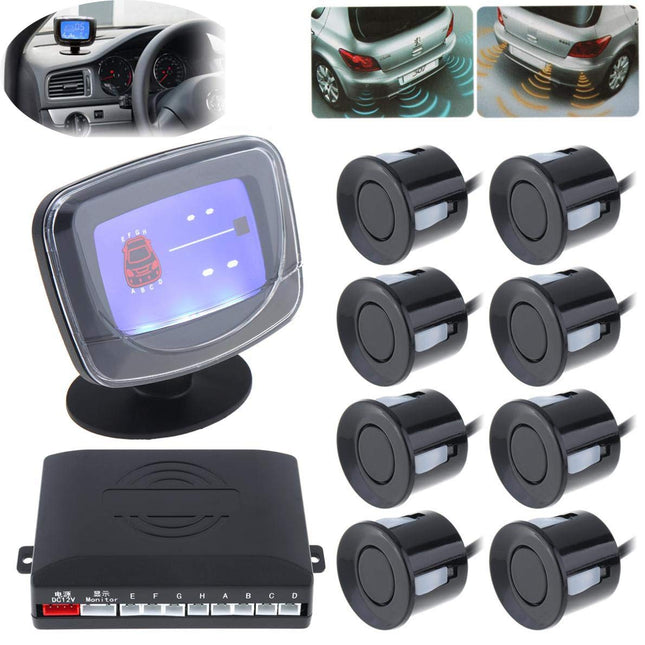 Sunwan Parking Assistance Systems with 4 + 4 Transmitters, Beep Alarm, Detection Distance: 0.3–2.5 m, Car Reversing Sensor, Radar System, Waterproof