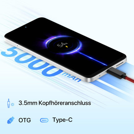 UMIDIGI mobiiltelefon Android 14, 8(4+4)+256GB/1TB TF nutitelefon ilma lepinguta, 120Hz 6.8-tolline HD+ nutitelefon, Bluetooth 5.2, 5000mAh, Octa Core, 4G kahe SIM-kaardiga/Face ID/Sõrmejäljelugeja/13MP/GPS/OTG-Note 100A valge