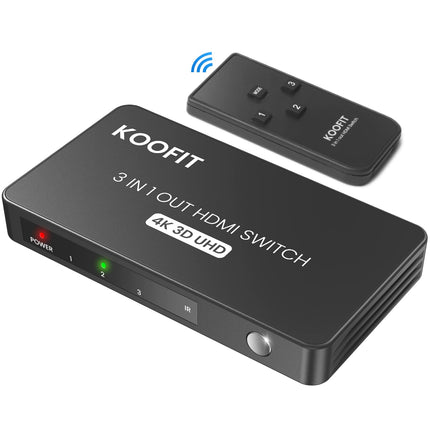 HDMI-lüliti automaatne, HDMI-lüliti 4k jaotur 3 sisse ja 1 välja, lüliti kaugjuhtimispuldiga, jaotur toetab UHD 4K 3D HDR HDCP1.4 TV Stick Xbox PS4 Blu-Ray DVD jaoks