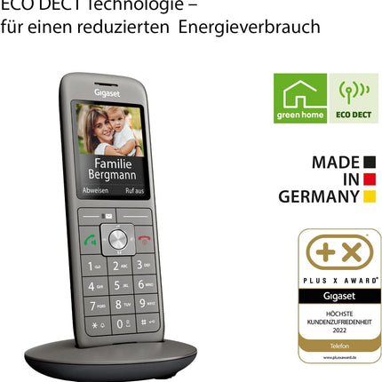 Gigaset CL660HX - disainer-DECT-telefonitoru laadimisalusega - Fritzbox-ühilduv - kvaliteetne juhtmeta telefon ruuteritele ja DECT-baasjaamadele, antratsiitmetallik [saksa versioon] [ilma baasjaamata]