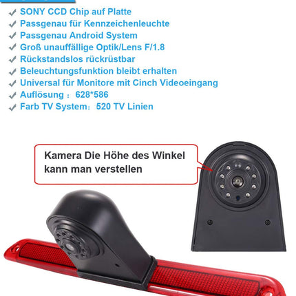 Waterproof parking camera brake light rear view camera integrated in 3rd brake light camera with 4.3" LCD monitor for van roof camera Mercedes Sprinter W906/Crafter Caravelle