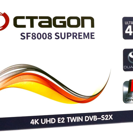 OCTAGON SF8008 UHD 4K Supreme kaksiksatelliidi vastuvõtja, 2x DVB-S2X tuuner, E2 Linux ja Define operatsioonisüsteem, PVR salvestusfunktsiooniga, M.2 M-võti, gigabiti LAN, kaardilugeja, satelliit-IP ühendus, WiFi WLAN + HM-SAT HDMI-kaabel