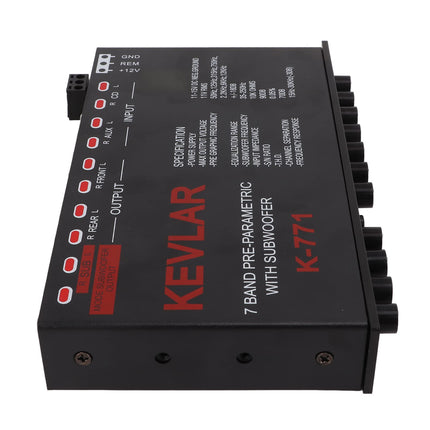 Car Equalizer with 7-Band Graphic Equalizer 7-Band Preamp Digital Equalizer Car Audio EQ Car Audio Graphic Equalizer Universal Low Pass 7-Band Variable Gain Adjustment High-Level Input EQ