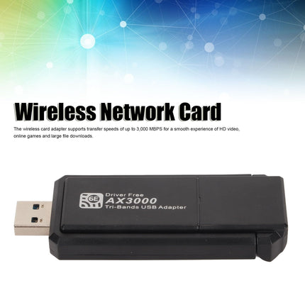 WiFi 6E USB 3.0 Adapter, USB Wi-Fi Adapter for Desktop PC, 3000 Mbps USB Wi-Fi Dongle, Wireless Network Adapter for Win 10/11 Operating System, 2.4G 5G 6G Tri-Band