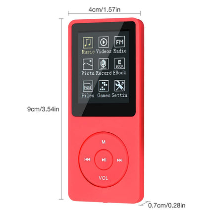 MP3-mängija, MP3/MP4 digitaalne muusikapleier, Lychee Upgrade 8 GB kaasaskantav HiFi heliga muusikapleier muusika/video/häälesalvestuse/FM-raadio/e-raamatute lugejaga, toetab kuni 64 GB (punane)