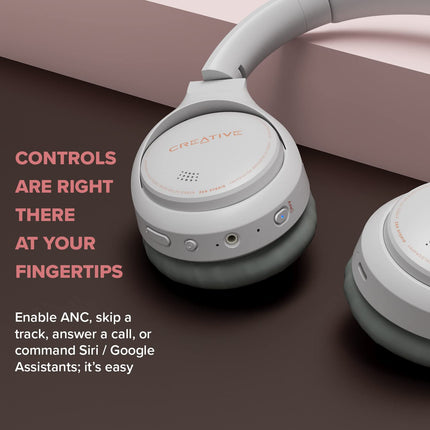 CREATIVE Zen hübriidsed juhtmevabad kõrvaklapid hübriidse aktiivse mürasummutusega, Ambient Mode, kuni 27 tundi (ANC sees), Bluetooth 5.0, AAC, sisseehitatud mikrofon, valged, EF1010