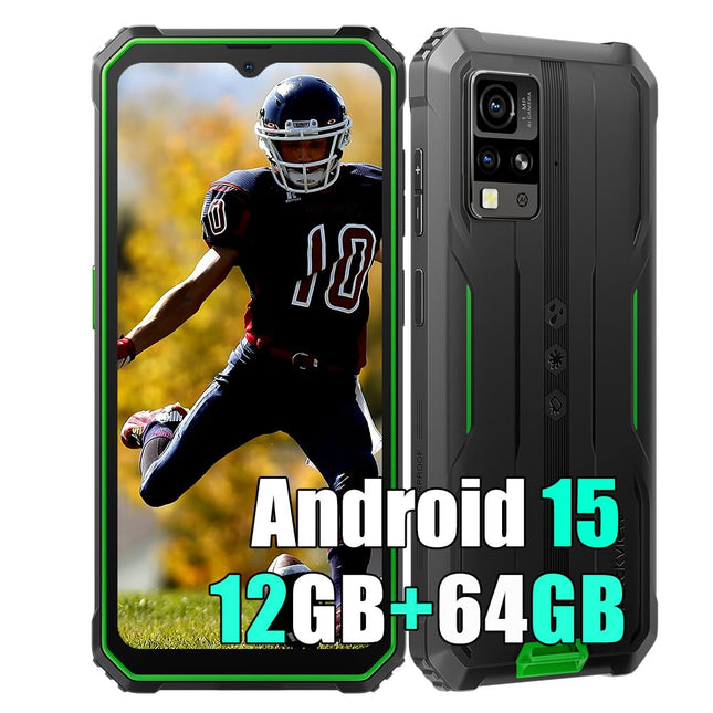 Blackview BV4800SE Android 15 Outdoor Smartphone without Contract 2025, 12GB+64GB/2TB, 6.56" HD+ Outdoor Smartphone, 16MP+8MP, 5100mAh, IP68 Waterproof Construction Site Phone, Dual 4G, NFC, OTG, GPS, 2-Year Warranty