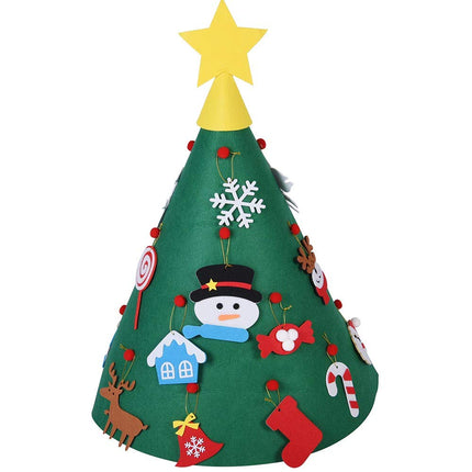 BAKAJI Christmas tree for children made of felt with 15 Christmas decorations + comet star Applicable size 70 x 50 cm Color green Decoration Christmas toy children's room