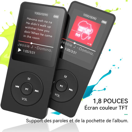 AGPTEK MP3-mängija 32GB Bluetooth 5.3 kadudeta HiFi 70H pika akueaga kaasaskantav kõlariga FM-raadio MP3 salvestus sport täiskasvanutele ja lastele (ilma kõrvaklappideta)