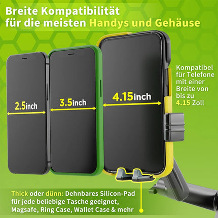 Veoauto mobiiltelefonihoidik, auto mobiiltelefonihoidik veoautodele, armatuurlauale esiklaasile, 16,9-tolline pikk vars, superiminapp ja stabiilne, ühildub iPhone'i ja Samsungiga (roheline, mobiiltelefonihoidik)