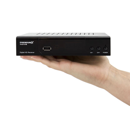 PremiumX satelliitvastuvõtja HD 521 B FTA digitaalne SAT-TV vastuvõtja DVB-S2 FullHD HDMI SCART 2X USB multimeediamängija, 12V väline toiteallikas