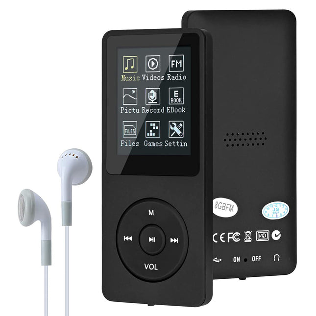MP3/MP4 mängija, Lychee uuendus, 8 GB digitaalne muusikapleier, kaasaskantav HiFi helisüsteem video-/häälesalvestuse/FM-raadio/e-raamatute lugejaga, toetab kuni 64 GB (must)