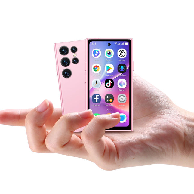 BLKE Max 4.0-tollise HD-ekraaniga mininutitelefon, lukustamata minimobiiltelefon, 5MP kaamera, näotuvastus, kahekordne SIM-kaart, WiFi, GPRS, TF-kaart, 2000mAh, üliõhuke korpus lastele mõeldud mobiiltelefonidele, roosa