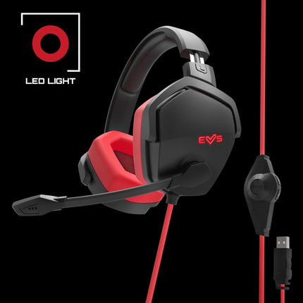 Energy Sistem ES Gaming Headset ESG 4 Surround 7.1 Mesh (LED Lights, 7.1 Surround Sound, Leather Gyro Cushion), Red