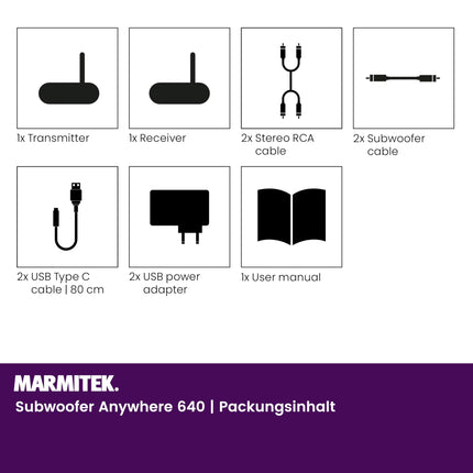 Marmitek juhtmevaba subwooferi edastus Subwoofer Anywhere 640 - Ühenda oma subwoofer juhtmevabalt stereosüsteemiga - 3,5 mm pesaühendus - Juhtmevaba heli saatja