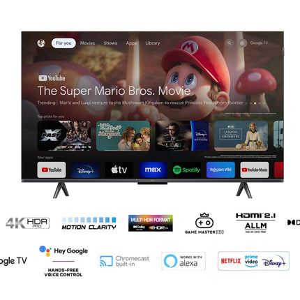 TCL 65-tolline QLED-teler 65T7B – 4K UHD nutitelefon Google TV, Dolby Vision ja Atmos, HDR10+, HDMI 2.1, Game Master, Bluetooth, hääljuhtimine, Chromecast