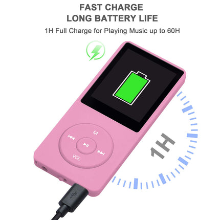 COVVY 8GB Portable MP3 Music Player, Supports up to 64GB SD Card, Lossless Sound HiFi MP3 Player, Music/Video/Voice Recording/FM Radio/E-Book Reader/Photo Viewer (8G, Pink)