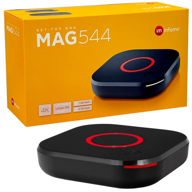 MAG 544 originaal Infomir &amp; hb-digital 4K digiboks multimeediapleier interneti-TV vastuvõtja UHD 60FPS 2160p@60 FPS HDMI 2.1 4K ja HEVC tugi USB3.0 4X ARM Cortex-A35 + HDMI-kaabel