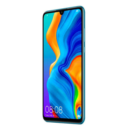 HUAWEI P30 Lite (128GB, 4GB RAM) 6,15-tolline ekraan, tehisintellektiga kolmekordne kaamera, kahe SIM-kaardiga globaalne GSM tehase lukustamata MAR-LX3A - rahvusvaheline versioon (paabulinnu sinine)