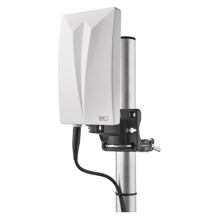 EMOS Village sise- ja välisantenn, universaalne aktiivantenn DVB-T2, DAB, FM ja Full HD vastuvõtuks pikamaale (0–80 km) integreeritud LTE blokeeriva filtri, 4G ja 5G filtri ning võimendiga.