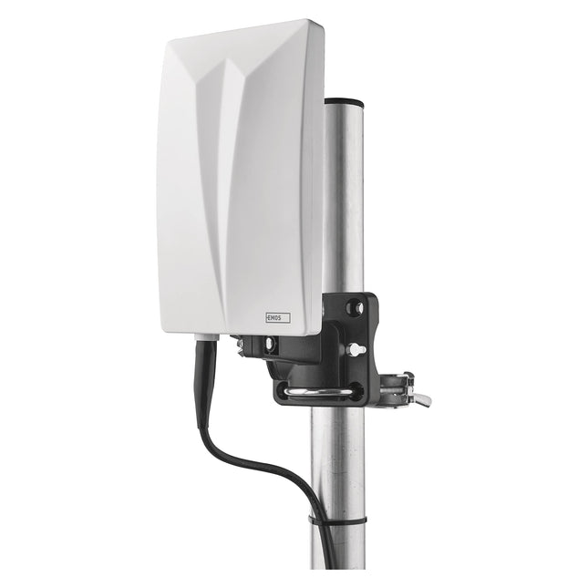 EMOS Village sise- ja välisantenn, universaalne aktiivantenn DVB-T2, DAB, FM ja Full HD vastuvõtuks pikamaale (0–80 km) integreeritud LTE blokeeriva filtri, 4G ja 5G filtri ning võimendiga.