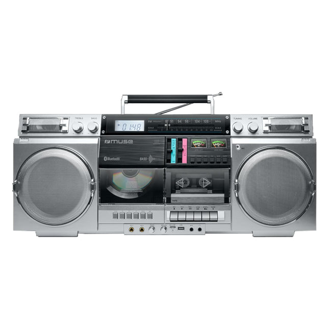 MUSE M-380GBS retrokassettmagnetofon CD-mängija, AUX-ühenduse ja Bluetooth-iga, nutitelefoniga ühilduv, kassettmakk, lahe vintage-disain