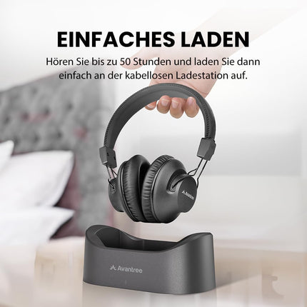 Avantree HT5009 Plus – juhtmevabad kõrvaklapid teleri ja televisiooni jaoks, Qualcomm Bluetooth 5.3 kõrvaklapid aptX Adaptive'iga, selge hääl seenioridele, signaali edastamine, eraldi laadimisjaam, 50 tundi mänguaega