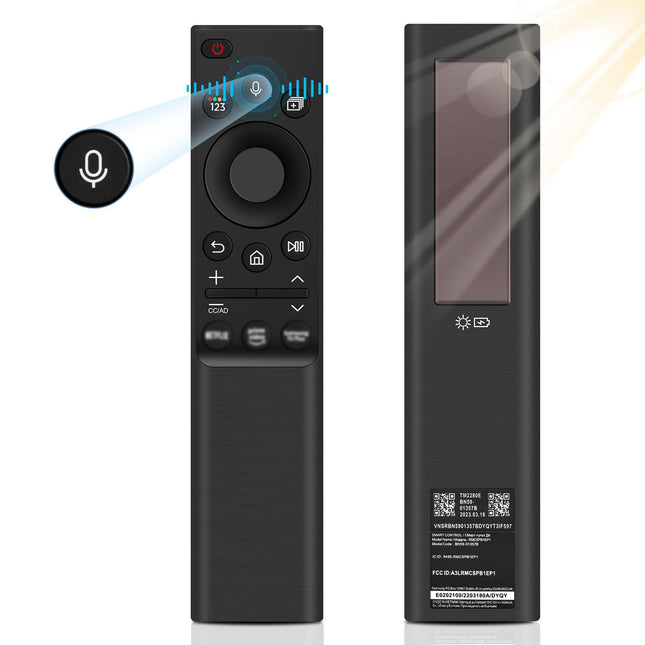Pixelure'i asenduspult Samsungile, BN59-01357B päikeseenergial töötav häälpult Sam-Sungi nutiteleritele, päikeseenergial töötava kaugjuhtimispuldi asendus, mis ühildub Samsungi 2021-2023 nutiteleriga 4K HD Neo QLED