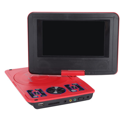 Portable DVD Player, 6.8-inch HD Screen DVD Player, Supports 270-Degree Swivel Mobile DVD Player, U Disk/SD/MMC Cassette, with Remote Control, for Car/Kids/Home (EU Red)