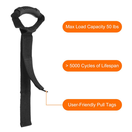 sourcing map Extension Cord Holder Organizer Storage Straps 435 mm Heavy Duty Garage Carrying Straps with Handle for Power Cords, Cables, Hoses, Ropes, Black, 2 Pack