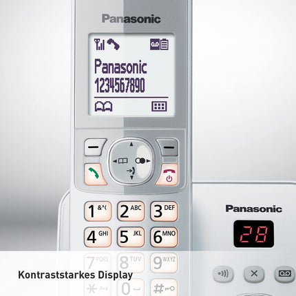 Panasonic KX-TG6863GS cordless phone with 3 handsets and answering machine (block up to 1,000 phone numbers, clear font size, loud handset, full-duplex handsfree) pearl silver