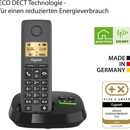 Gigaset Pure 120A - Juhtmeta DECT-telefon automaatvastajaga - ECO DECT - Ära sega - Valgustatud ekraan - Kuuldeaparaatidega ühilduv, antratsiitmust [Ühildub Saksamaal, Itaalias, Prantsusmaal, Hollandis, Belgias, Šveitsis, Austraalias]
