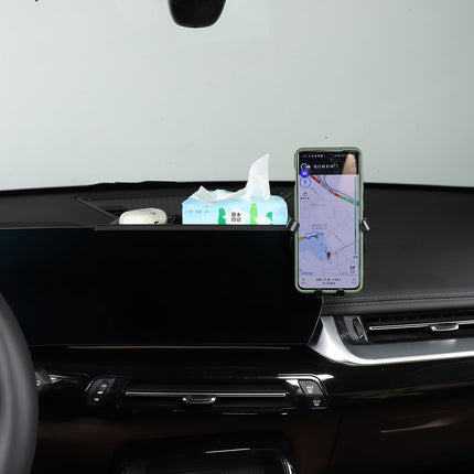 Keskkonsooli korraldaja, mis ühildub BMW X1 U11 2023-2024 navigatsiooniekraani tagumise korraldaja salvega, GPS-ekraanile, telefonihoidikule, käed-vabad-kinnitusega (tüüp B).