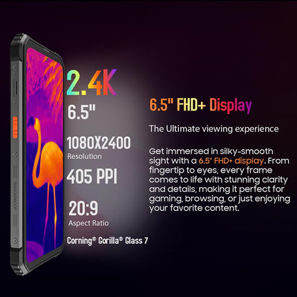 Blackview BV8900 lepinguta õues kasutatav nutitelefon 2025, termokaamera, 16 GB + 256 GB, 6,5" FHD+ 2.4K, 64MP, 10000mAh ehitusplatsi telefon, kahe SIM-kaardiga 4G lepinguta õues kasutatav nutitelefon, IP68, NFC, GPS, OTG, must