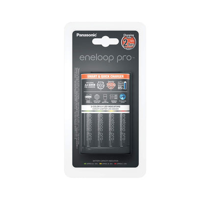 Panasonic eneloop, nutikas kiirlaadija 4 eneloop pro AA-patareiga (2500 mAh, 500 laadimistsüklit), K-KJ55HCD40E