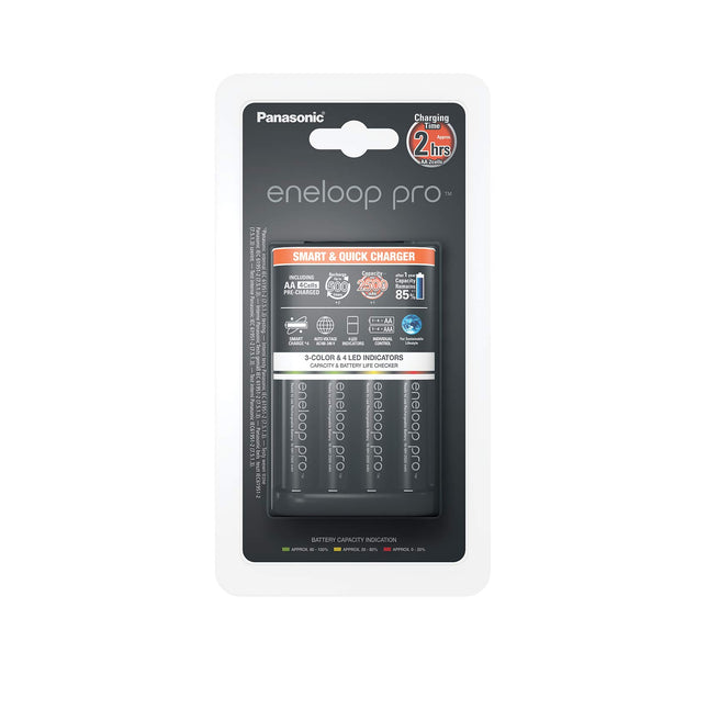 Panasonic eneloop, nutikas kiirlaadija 4 eneloop pro AA-patareiga (2500 mAh, 500 laadimistsüklit), K-KJ55HCD40E