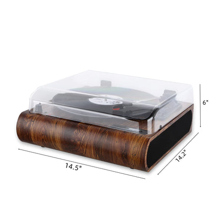 Vinyl Record Player VOSTERIO Bluetooth Record Player with Integrated HiFi Stereo Speakers, 3-Speed ​​33/45/78 RPM, Vinyl-to-MP3/FM Radio/USB/TF/Aux-In/RCA/LED Display, Vinyl Player