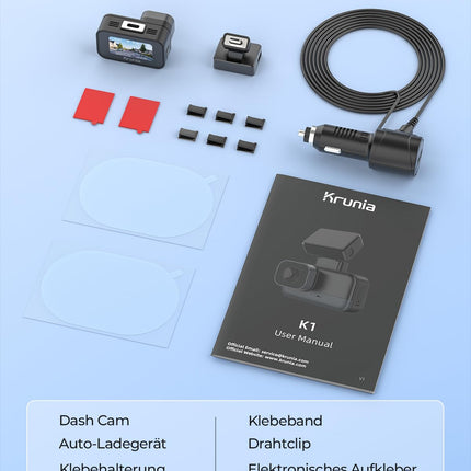 Krunia 2K WiFi mini autoregistraator, esikaamera rakendusega, CPL tugi, väline GPS, WDR öönägemine, 24H parkimise jälgimine, magnetiline kinnitus, superkondensaator, 170° lainurkkaamera