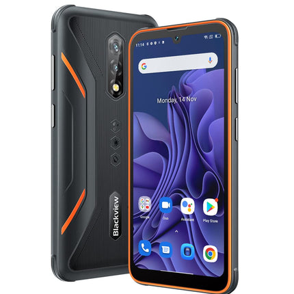 Blackview lepinguta õues kasutatav nutitelefon BV5200 PRO, ArcSoft® 13MP+8MP, 4GB+64GB (1TB laienduskaart), Android 12 DUAL SIM IP68 MIL-STD-810H veekindel nutitelefon, 6.1'' HD+, 5180mAh aku, NFC oranž