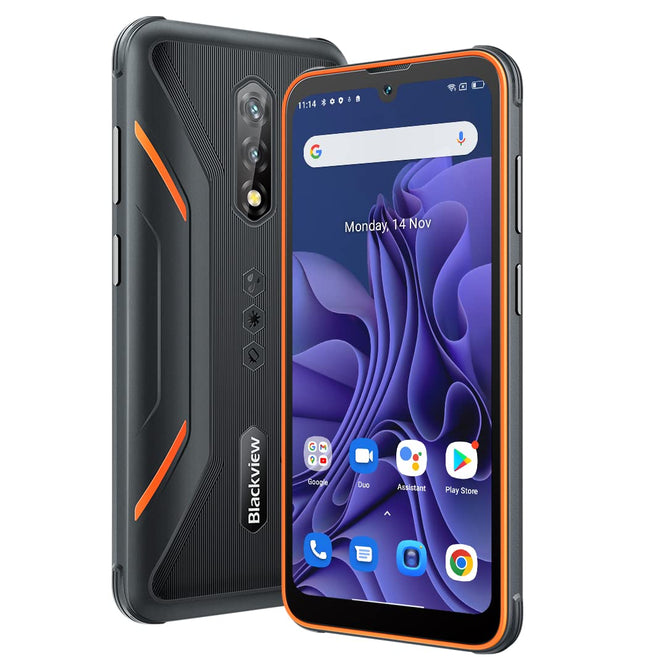 Blackview lepinguta õues kasutatav nutitelefon BV5200 PRO, ArcSoft® 13MP+8MP, 4GB+64GB (1TB laienduskaart), Android 12 DUAL SIM IP68 MIL-STD-810H veekindel nutitelefon, 6.1'' HD+, 5180mAh aku, NFC oranž