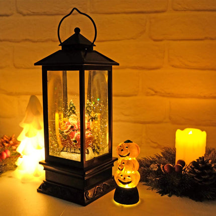 Eldnacele Singing Battery Operated and Plug-in Music Lighted Christmas Snow Spinning Water Glittering Snow Globe Lantern Home Decoration and Gift Santa Claus