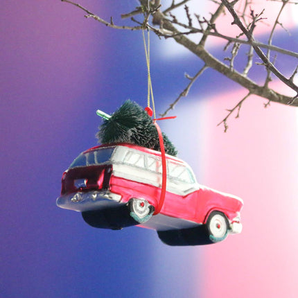 440s Gift Company Hanging Car with Christmas Tree, Red and White | GC-12160 | 4030195666718