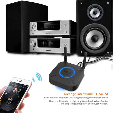 1Mii pika leviala vastuvõtja, HiFi traadita audioadapter, aptX madala latentsusega Bluetooth 5.1 vastuvõtja 3D ruumilise heliga stereokõlarite jaoks, optiline koaksiaal 3,5 mm RCA AUX