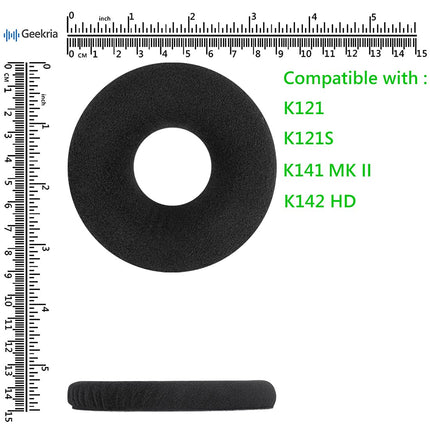 Geekria Comfort Velour Replacement Ear Pads for AKG K121, K121S, K141 MK II, K142 HD Headphones, Headset, Ear Cushions, Repair Parts (Black)